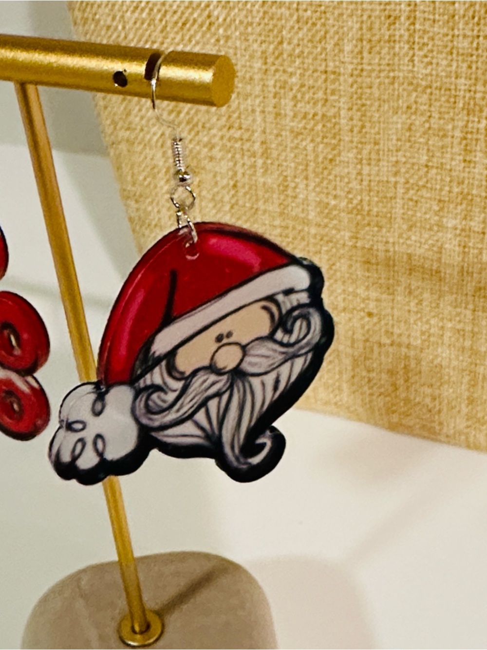 Fashion Jewelry Red 'HO HO HO' & Santa Drop Earrings - Picture 4 of 5